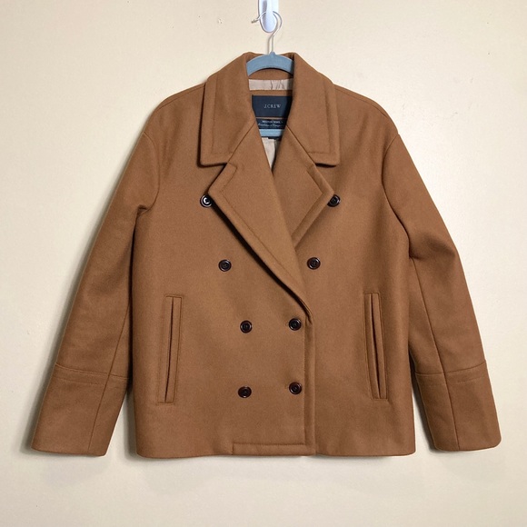 J. Crew Jackets & Blazers - J. Crew Melton Wool Double Breasted Peacoat Brown